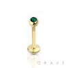 GOLD PVD PLATED OVER 316L SURGICAL STEEL LABRET/MONROE W/ 3MM GEM
